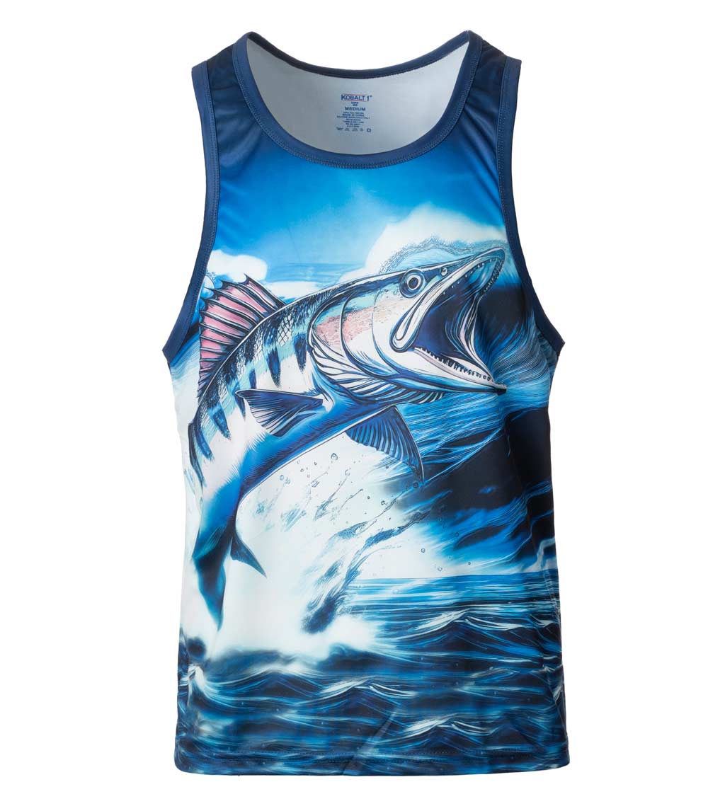 Men Performance Muscle Tank Top Fish Graphic-7536009