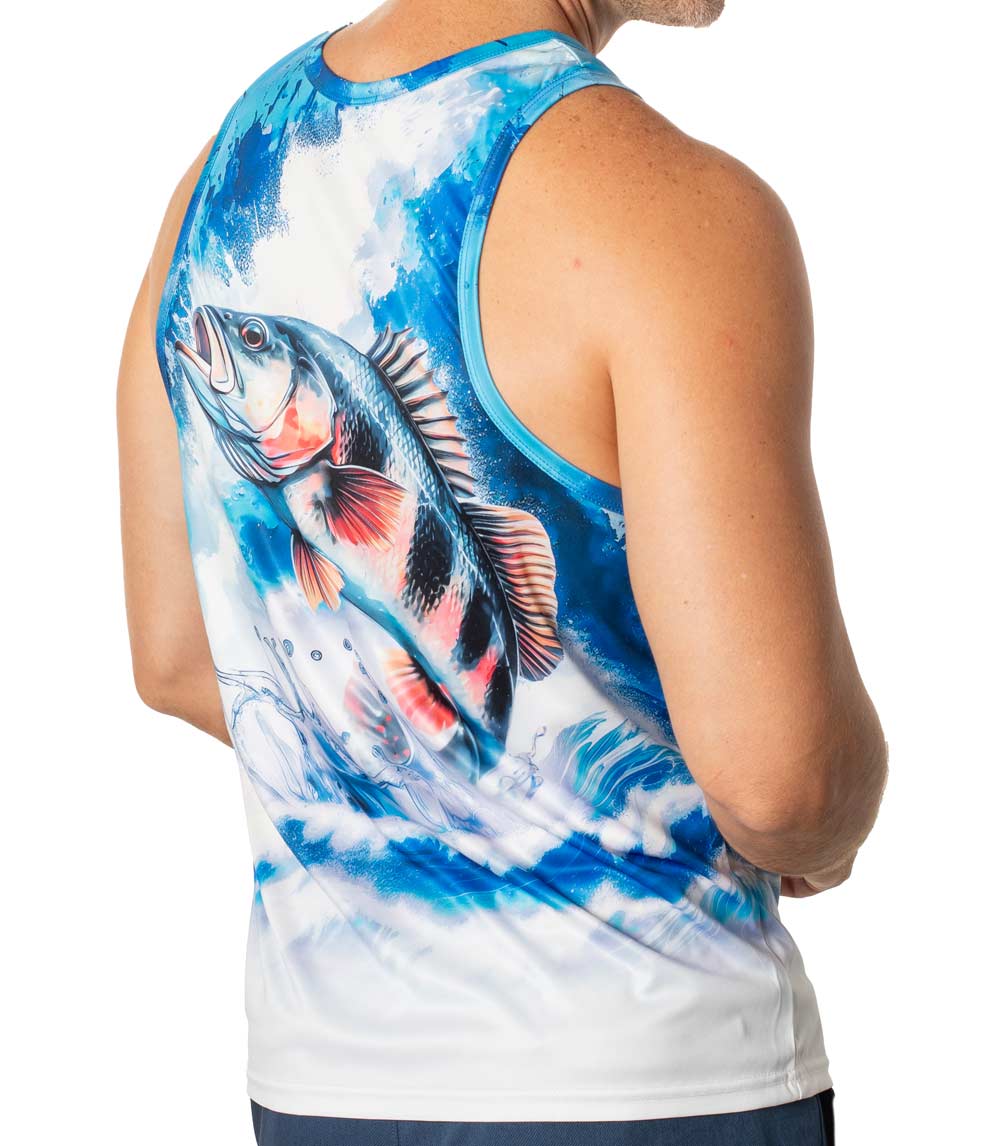 Men Performance Muscle Tank Top Fish Graphic-7547609