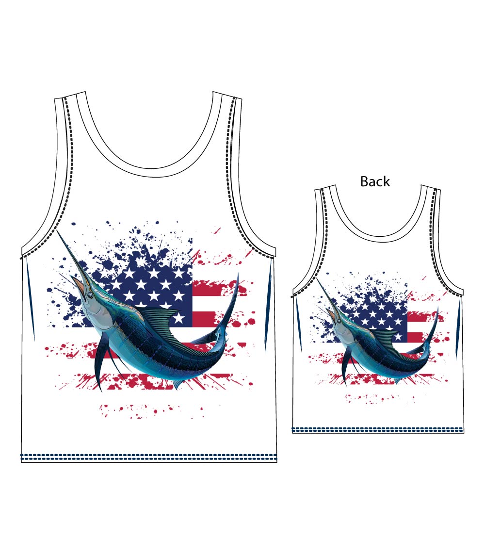 Men Performance Muscle Tank Top Fish USA Flag Graphic-7551909