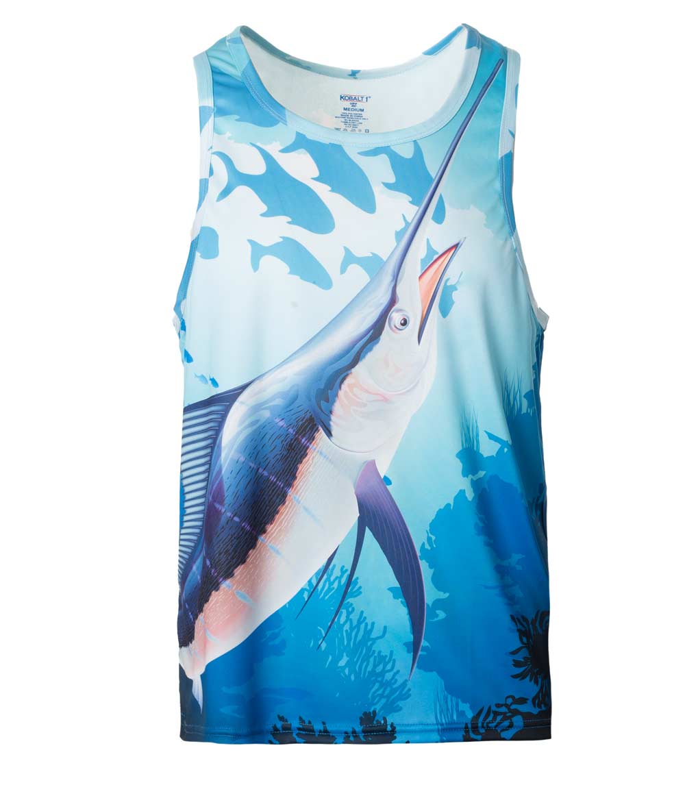 Men Performance Muscle Tank Top Marlin Fish Graphic-7587309