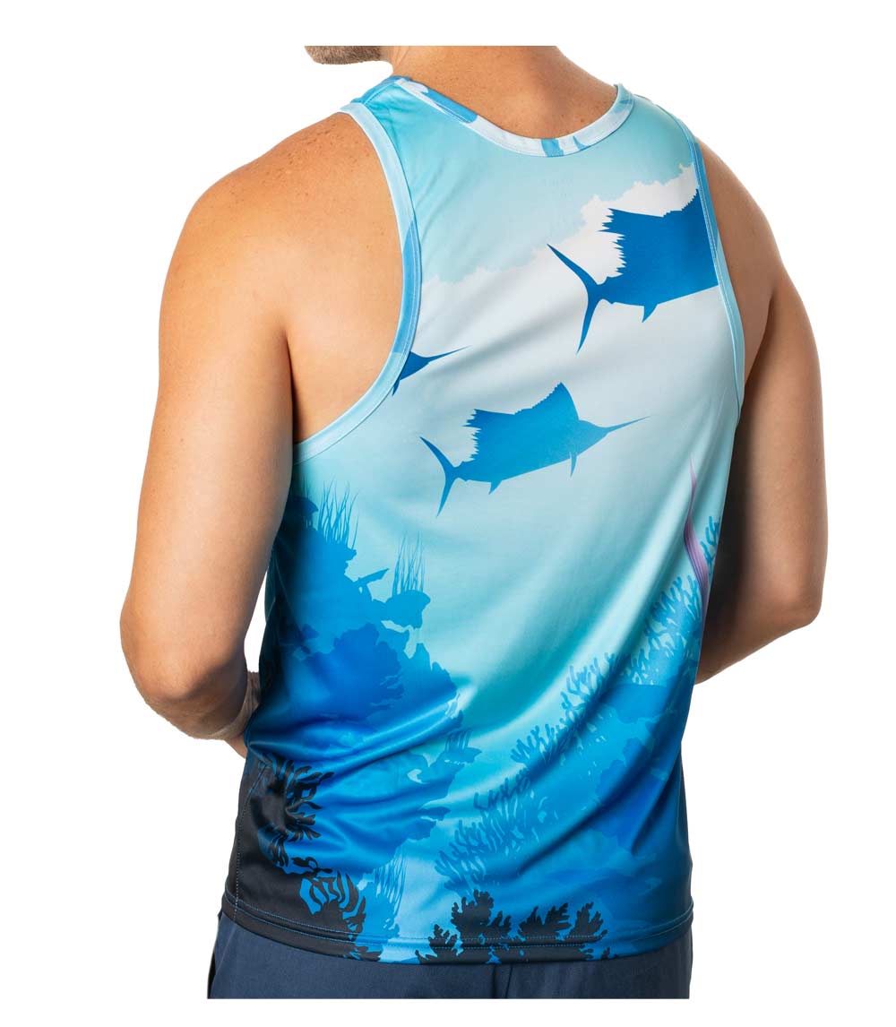Men Performance Muscle Tank Top Marlin Fish Graphic-7587309