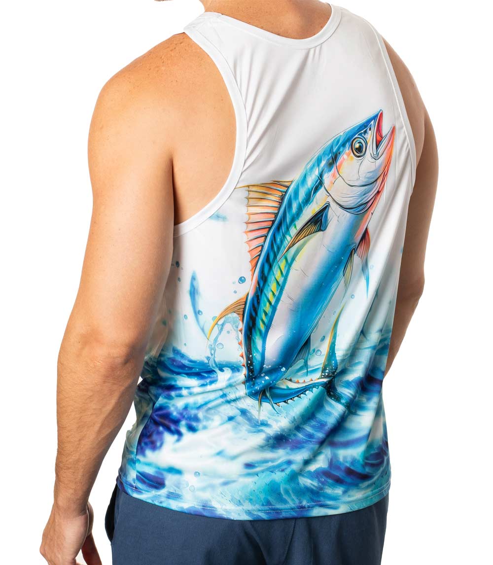 Men Performance Muscle Tank Top Fish Graphic-7595509