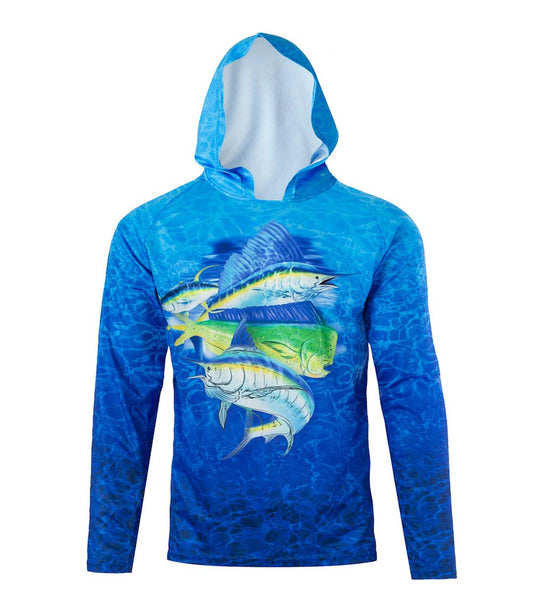 Boys Performance Hoodie Top Fish Print-7648702