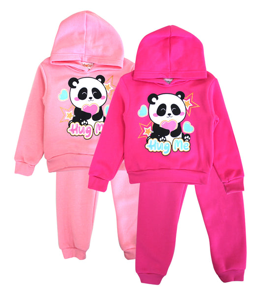 GIRLS PINK Panda Bear Screen Hooded Pull Over Jogset - 8651202