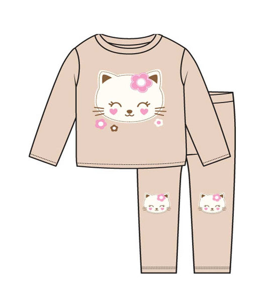 GIRLS PINK Cat Applique Crew Neck Jogset W Kneehits-8704802