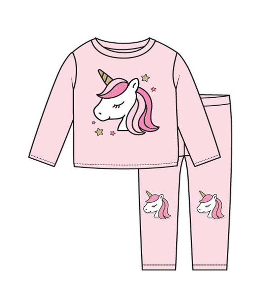 GIRLS PINK Unicorn Applique Crew Neck Jogset W Kneehits-8711002