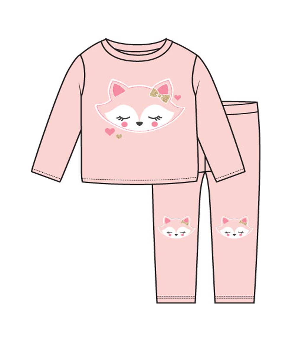 GIRLS PINK Fox Applique Crew Neck Jogset W Kneehits-8737502