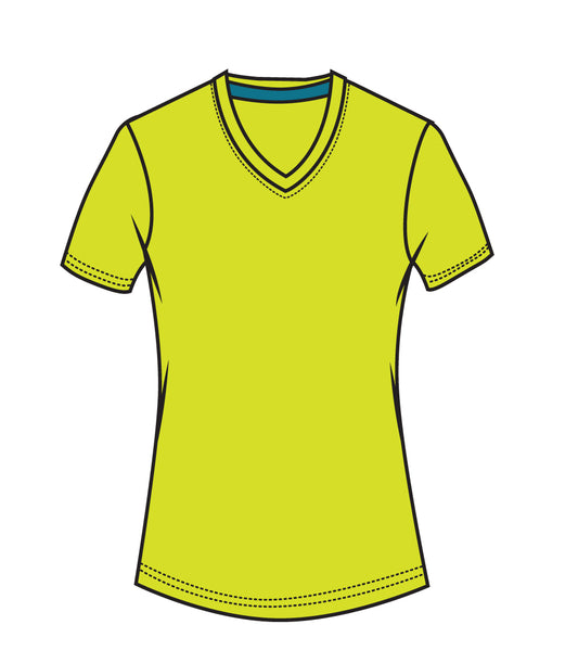 Ladies V-Neck Performance Neon Green - 9200109