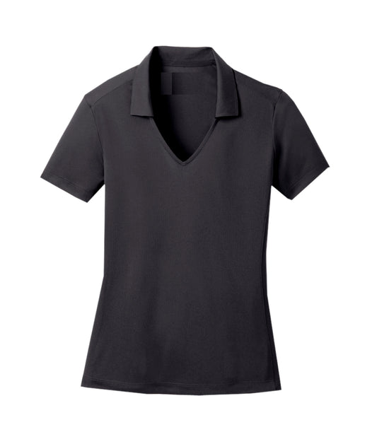 Ladies V-Neck with Collar Performance Polo Black - 9202909