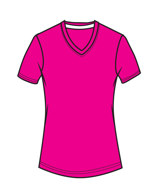 Ladies V-Neck Performance Fuchsia - 9211509