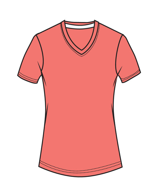 Ladies V-Neck Performance Coral - 9221409