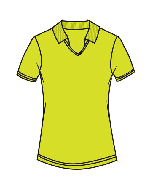 Ladies V-Neck with Collar Performance Polo Neon Green - 9242509