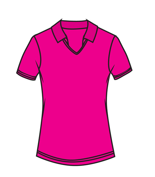 Ladies V-Neck with Collar Performance Polo Fuchsia - 9250609