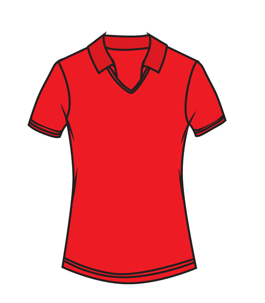 Ladies V-Neck with Collar Performance Polo Red - 9265909