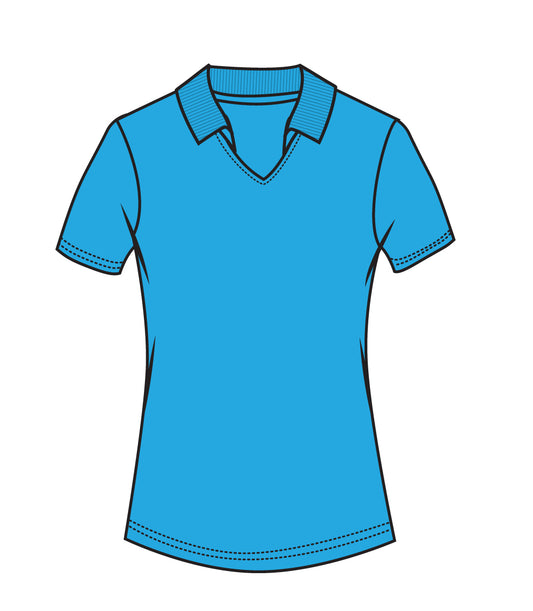 Ladies V-Neck with Collar Performance Polo Turquoise - 9282609