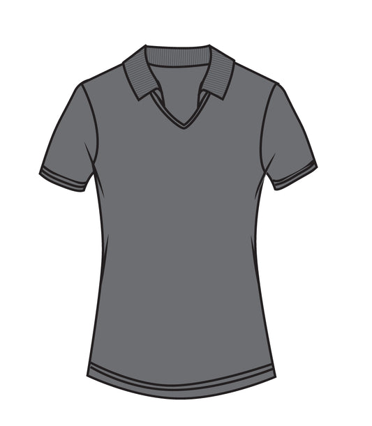 Ladies V-Neck with Collar Performance Polo Charcoal - 9284209