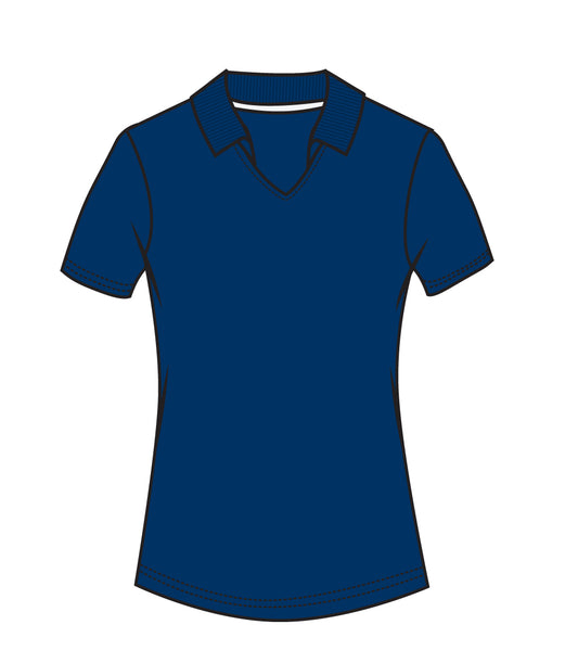 Ladies V-Neck with Collar Performance Polo Navy - 9289309