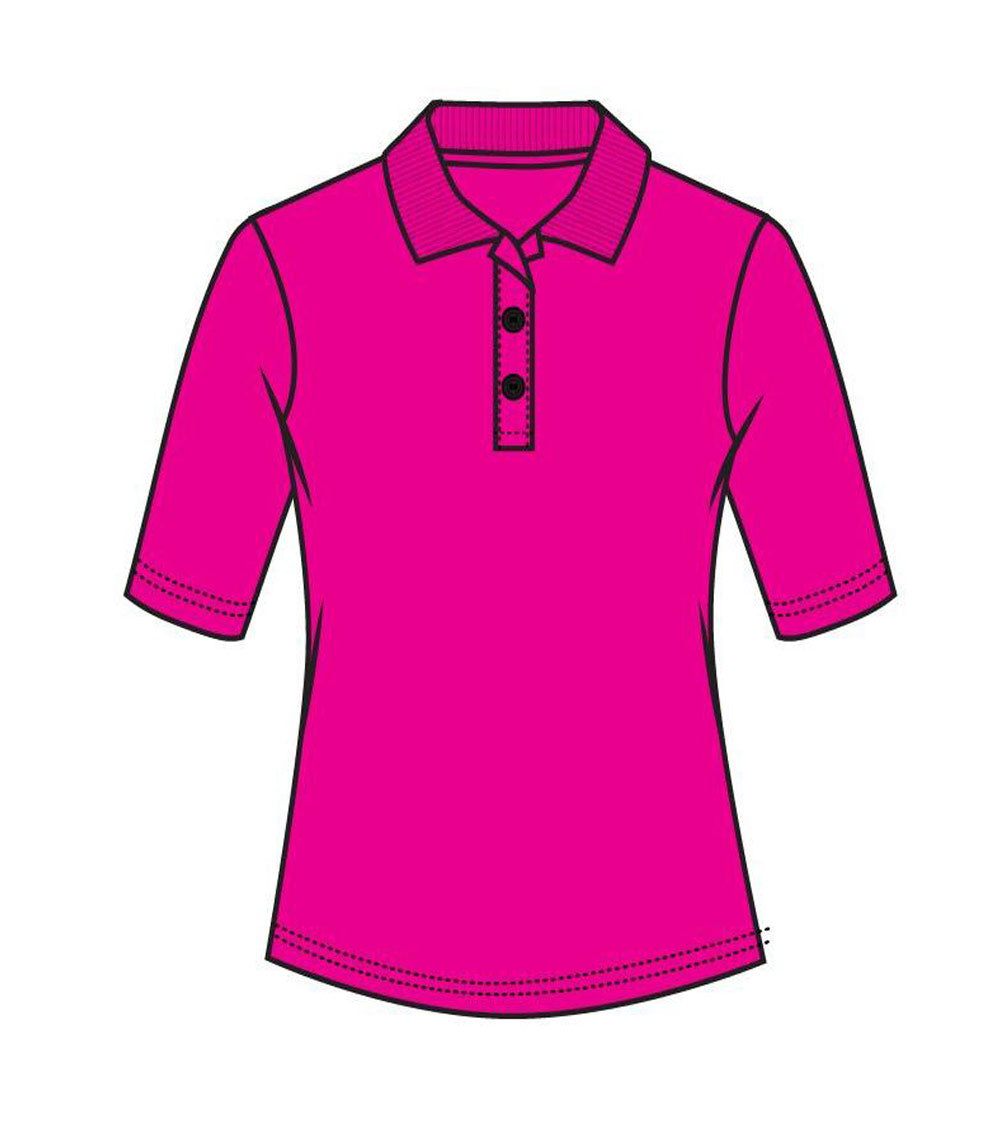 Ladies 3/4 Sleeve Performance Polo Fuchsia - 9365009