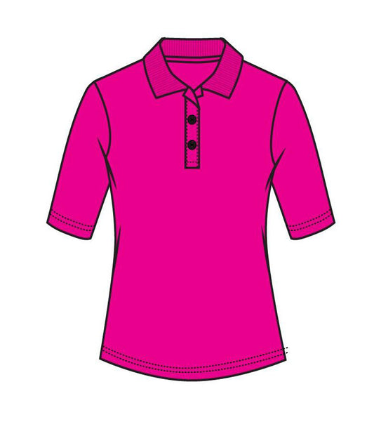 Ladies 3/4 Sleeve Performance Polo Fuchsia - 9365009