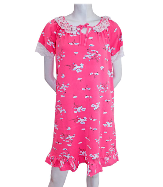 Ladies Printed Short Sleeve Night Gown - PJ4015