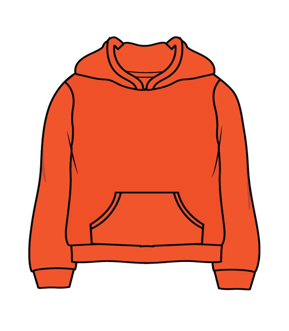 Men Fleece Pull On Hoodie With Pockets - Neon Orange - 0210009