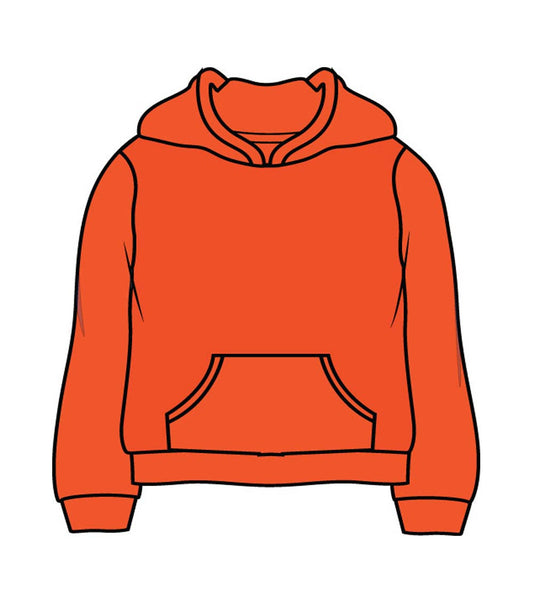 Men Fleece Pull On Hoodie With Pockets - Neon Orange - 0210009