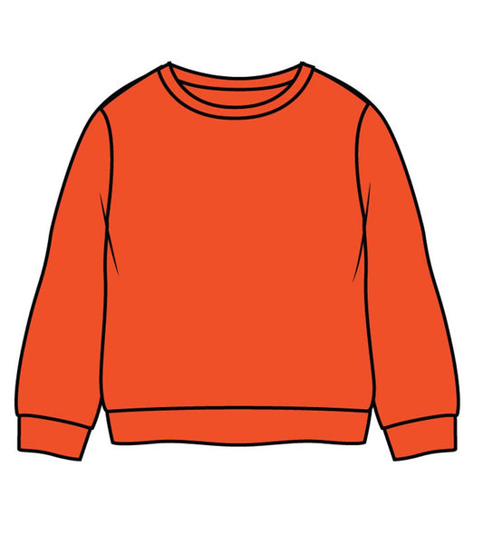 Men Fleece Pull On Crew Neck - Neon Orange - 0220009