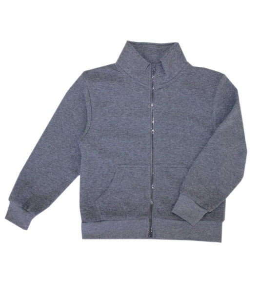 Men Zip Front Collar Fleece Jacket Charcoal - 0273109