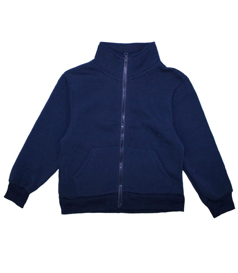 Men Zip Front Collar Fleece Jacket Navy - 0273309