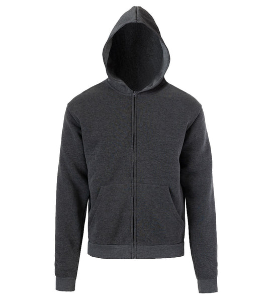 Men Zip Front Fleece Hoodie Jacket Charcoal - 0283109