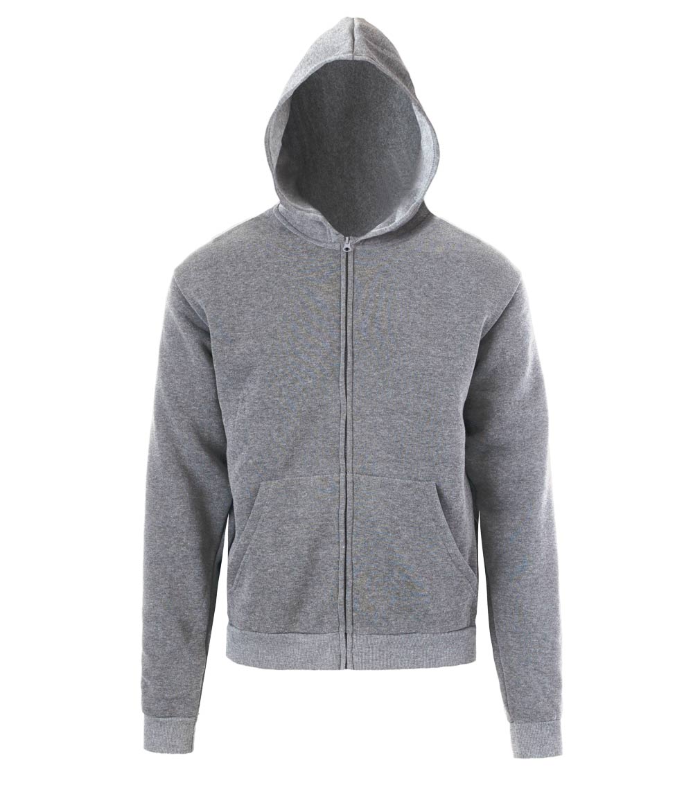 Men Zip Front Fleece Hoodie Jacket Heather Grey - 0283509