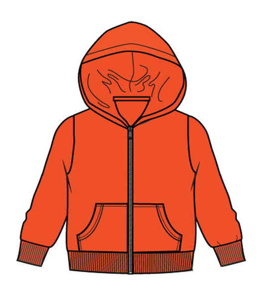 Men Zip Front Fleece Hoodie Jacket Neon Orange - 0283709