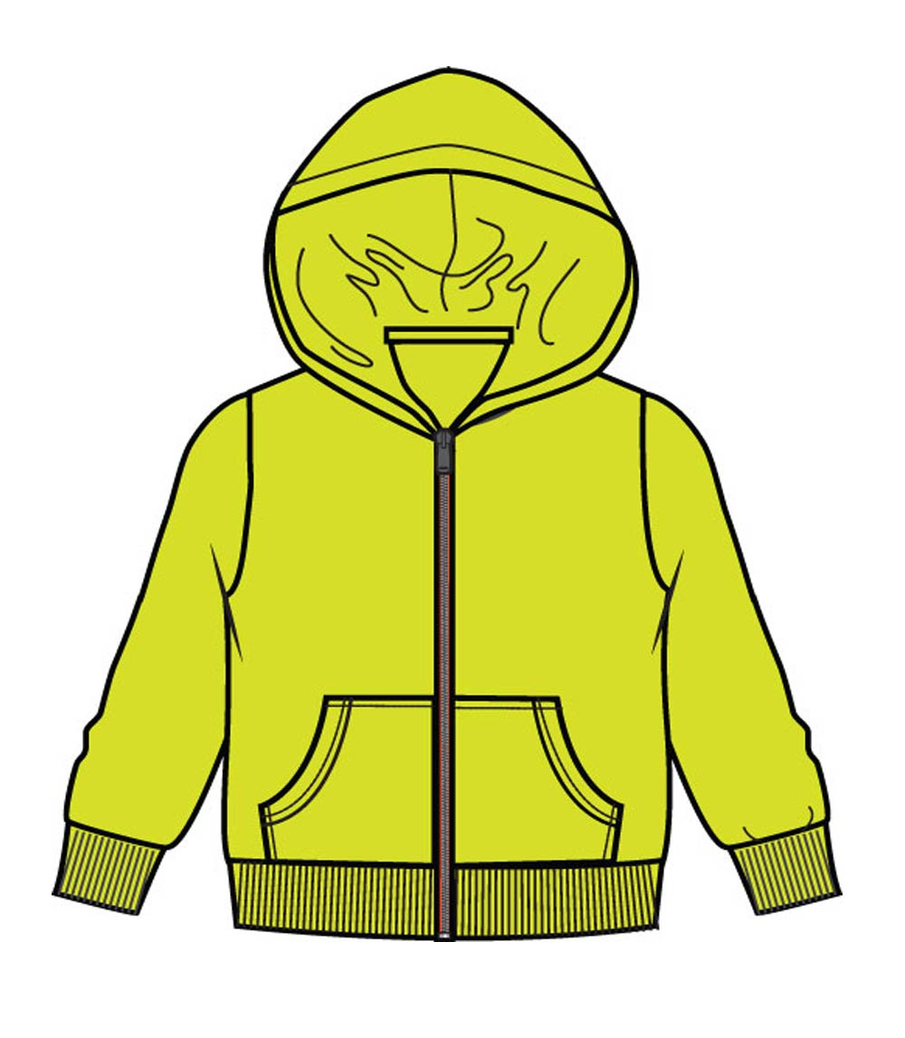 Men Zip Front Fleece Hoodie Jacket Neon Green - 0283809