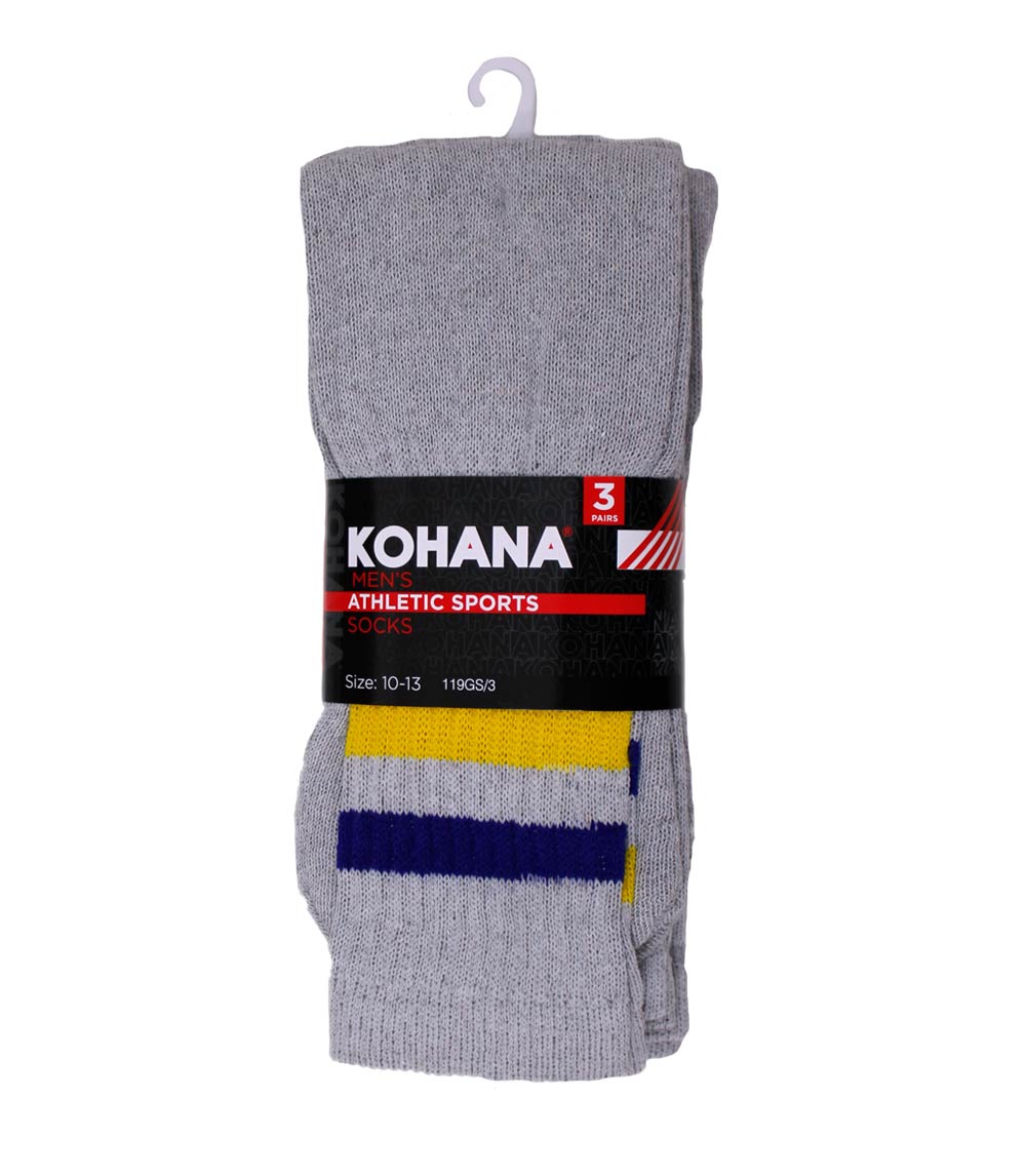 Socks - 10-13 Grey w Stripe Tube Socks