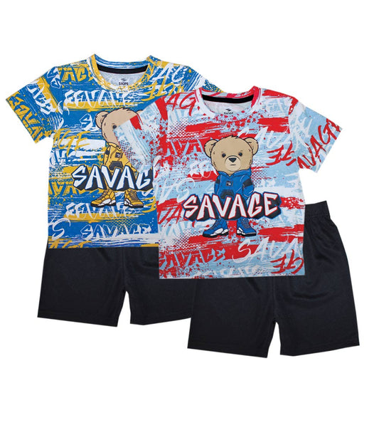S1OPE Jersey Top Savage Bear Screen Athletic Shorts-1329188