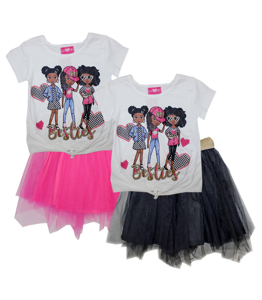 GIRLS PINK 4-6X Besties Screen Top & Tutu Skirt-2499504