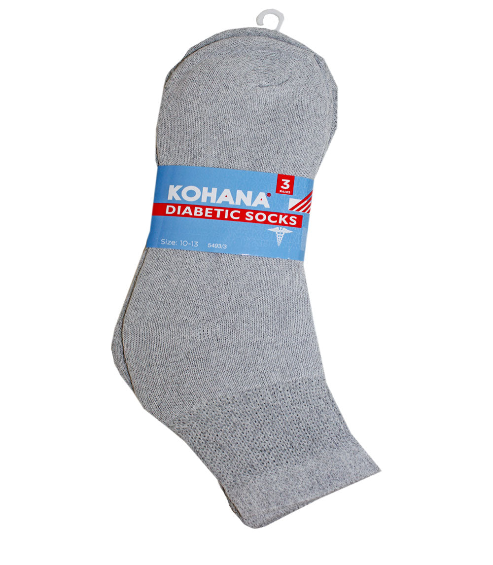 Diabetic Socks - 10-13 Grey Ankle Sport Socks
