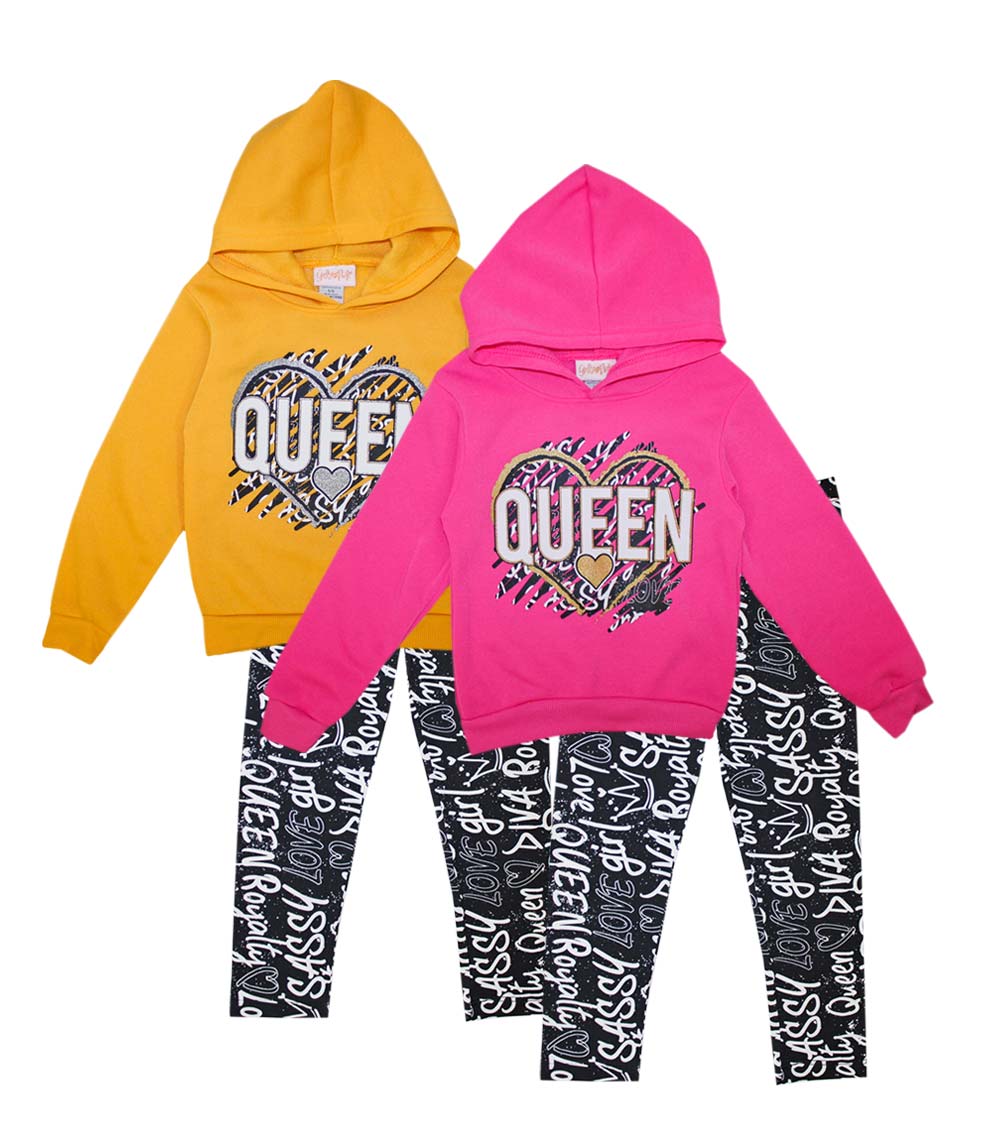 GIRLS PINK LS Hooded Top and Printed Legging-7316467