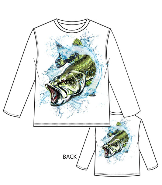 Men Performance L/S Crew Neck w Printed Fish - 7627709