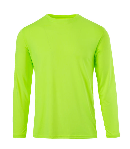 Men Closed Mesh L/S Crew Neck Neon Green - 7690709