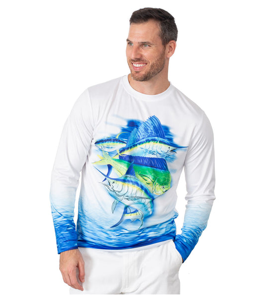  Kobalt1 Mens S-XL Big Fish Water Sport Fishing UPF Performance Hoodie  Shirt (Size S, Blue-Blue Fish) : Sports & Outdoors