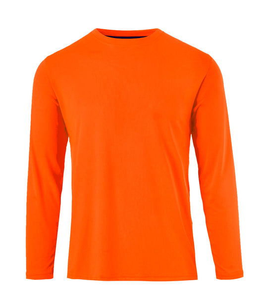 Men Closed Mesh L/S Crew Neck Orange - 7690809