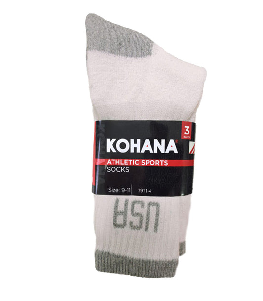 Socks - 10-13 White Grey H&T Crew Socks